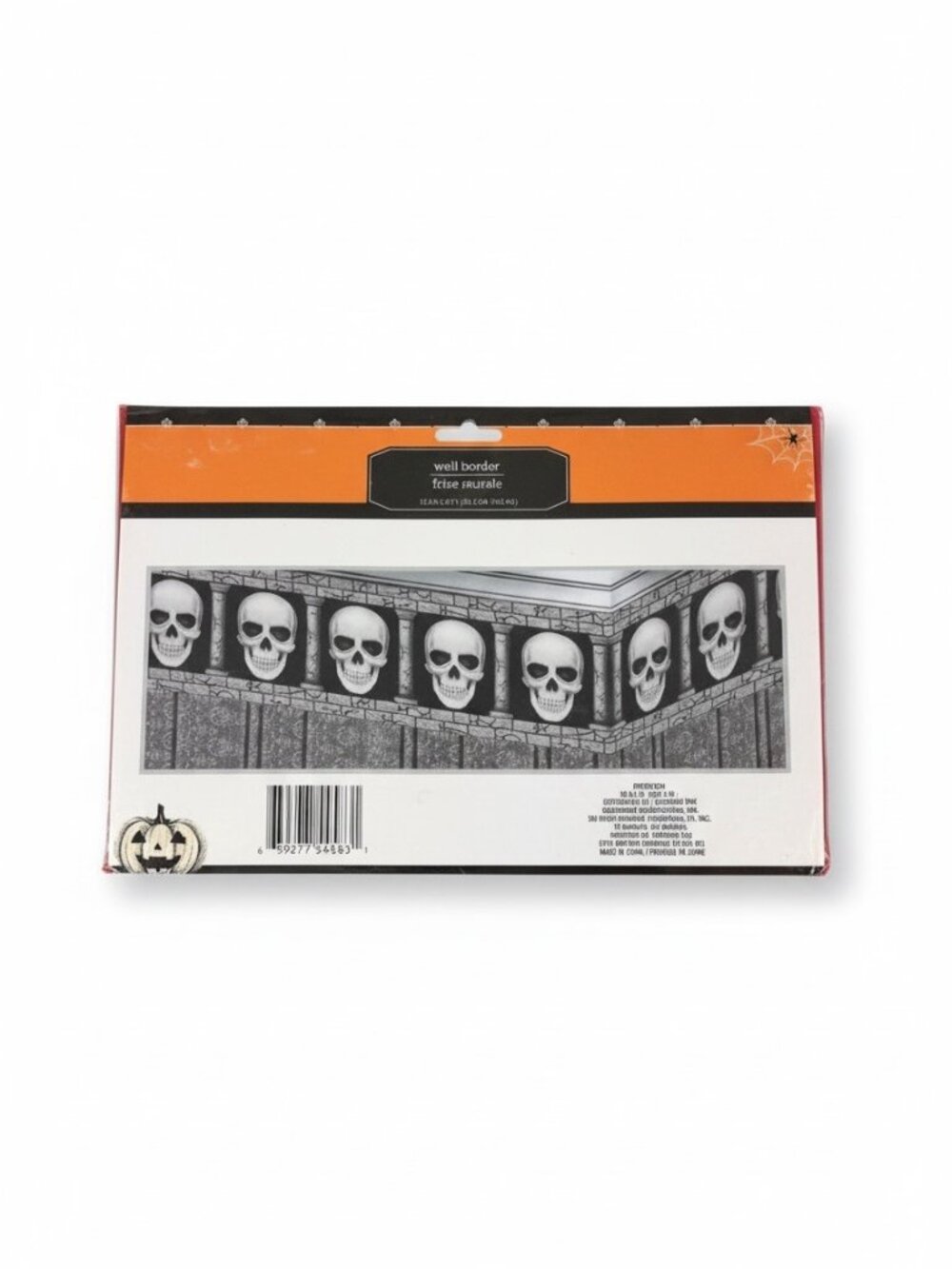 NEW Halloween Skull Wall Border – Stone Skull Design, 12” x 2.5 ft